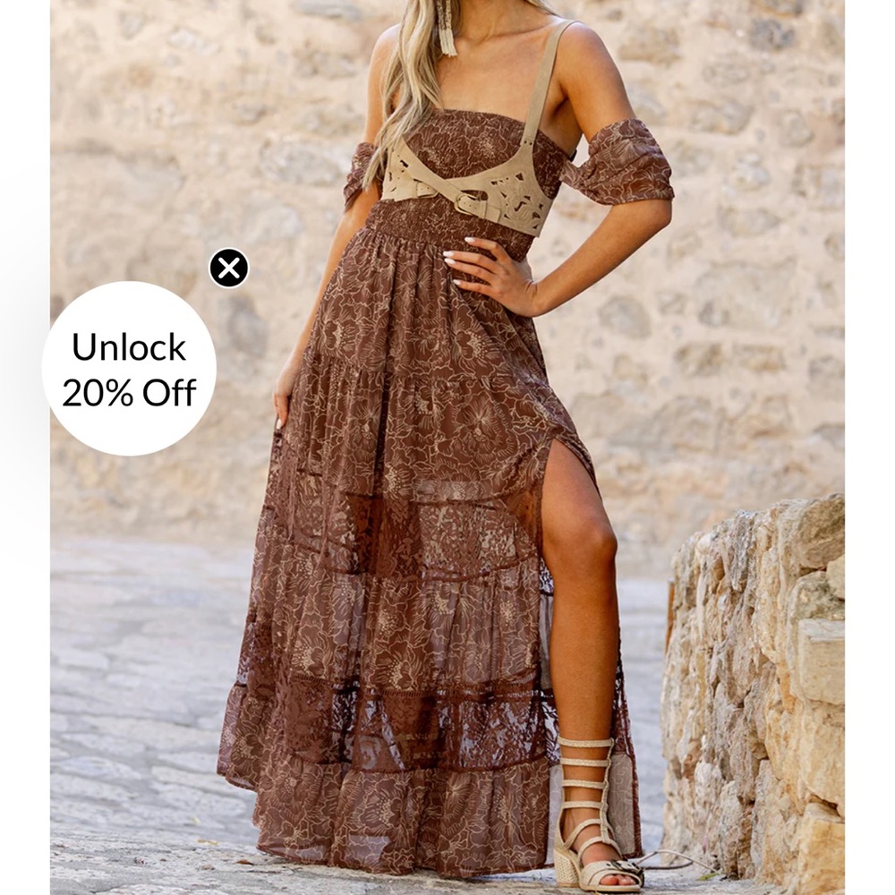 Joyfolie Sirena Mahogany Floral Dress